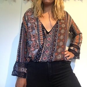 LF Printed blouse with open front